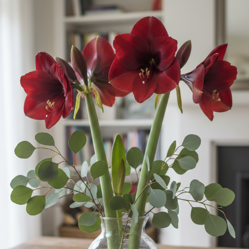 bouquet de 2 amaryllis rouges