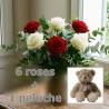 6 roses + peluche
